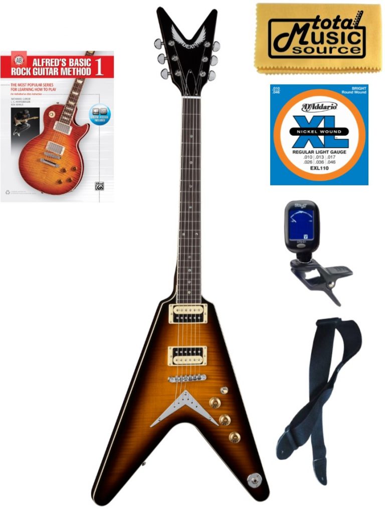 Dean V 79 TBZ Electric Guitar, Set Neck Trans Brazilburst, Book Bundle