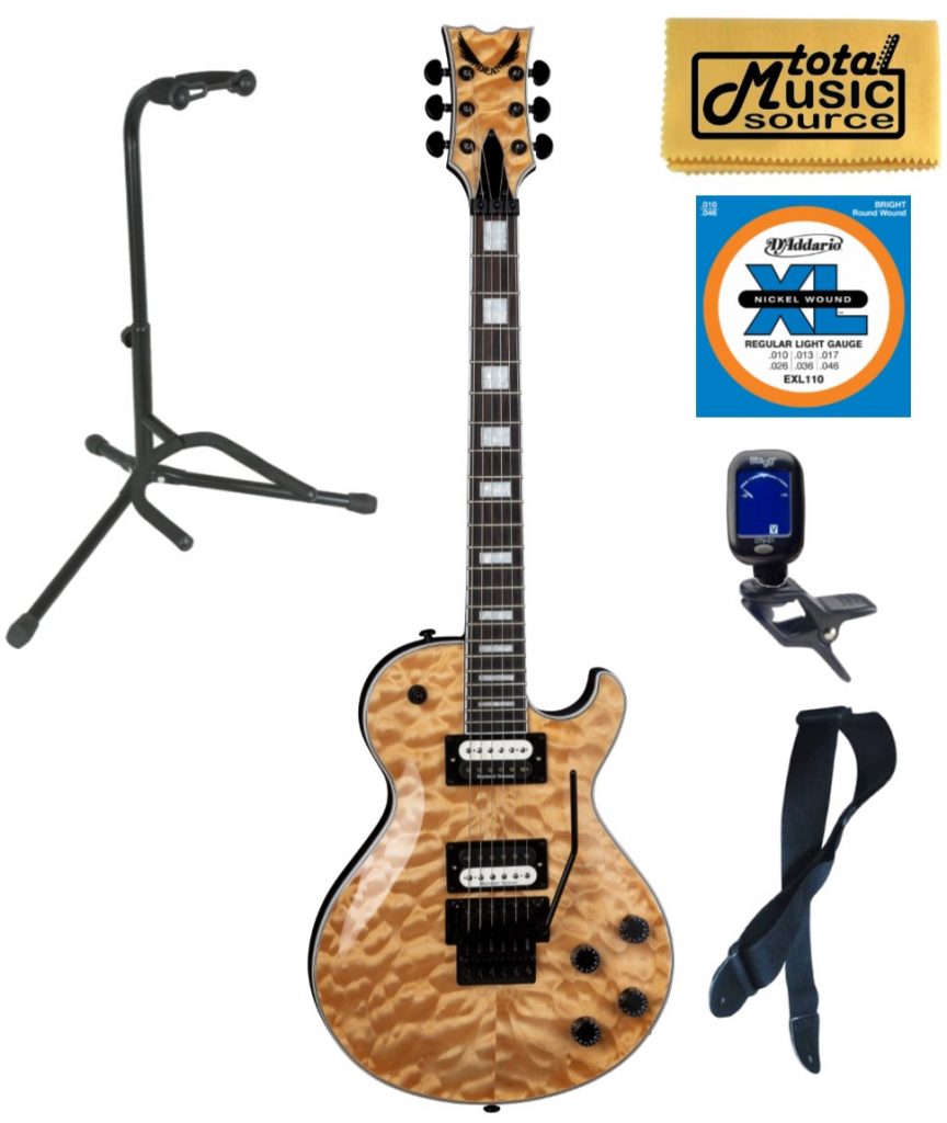 Dean TB SEL F QM GN Thoroughbred Select Quilt Top FR Electric Guitar, Stand Bundle