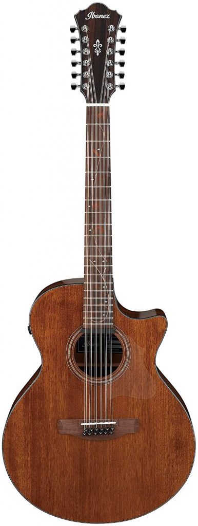 Ibanez AE2912 Acoustic Electric 12-String Guitar, Solid Okoume Natural
