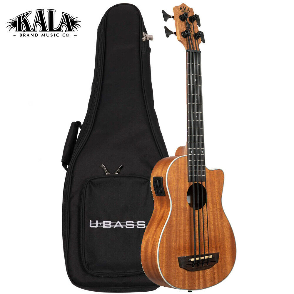 Kala U-BASS SCOUT Cutaway Mahogany Acoustic Electric Bass Ukulele w/ Padded Bag
