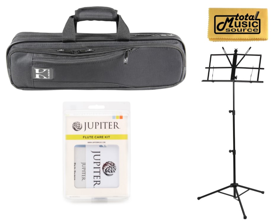 Kaces KBO-FLBK Lightweight Hardshell Flute Case, Black, Home Bundle