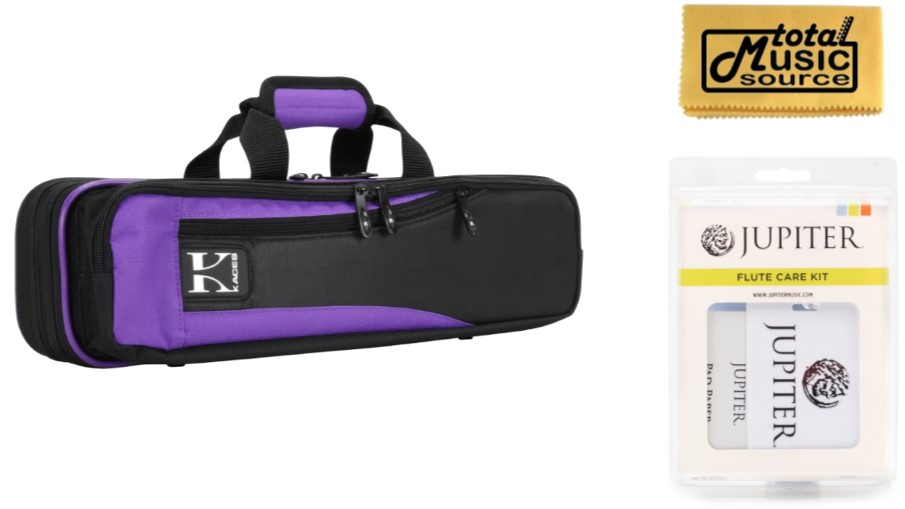 Kaces KBO-FLPP Lightweight Hardshell Flute Case, Purple, Jupiter Cleaning Kit