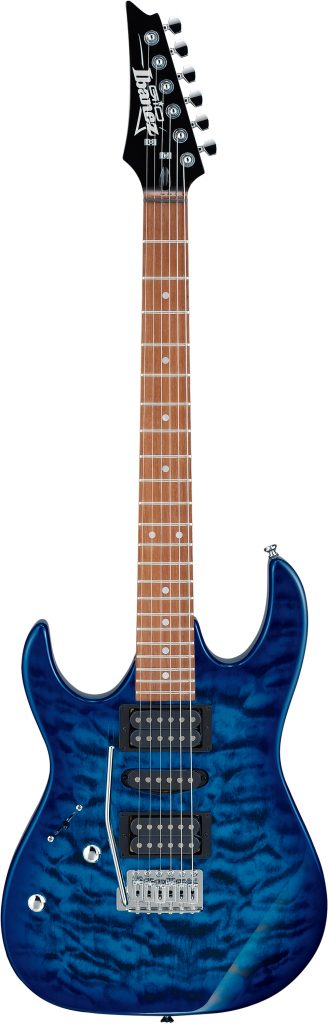 Ibanez GRX70QLTBB Left Handed 6 String Electric Guitar in Transparent Blue Burst