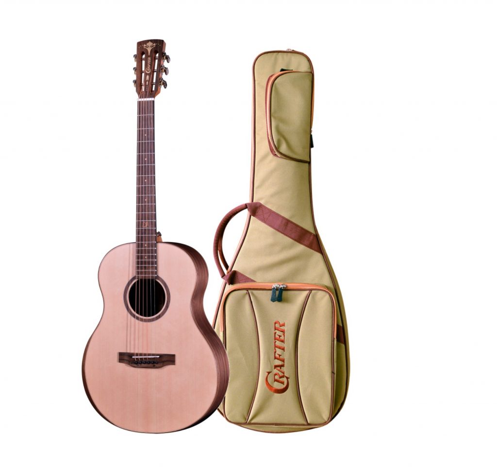 Crafter Big Mino Series Spruce Top, Walnut A/E Guitar w/ Bag, BIG MINO BK WLN