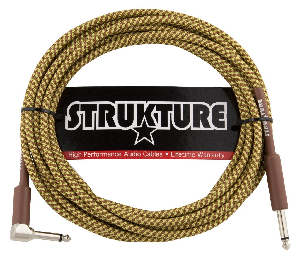 Strukture 1/4'-18.6' RT Angle Vintage Woven Instrument Cable, Tweed, SC186TWR
