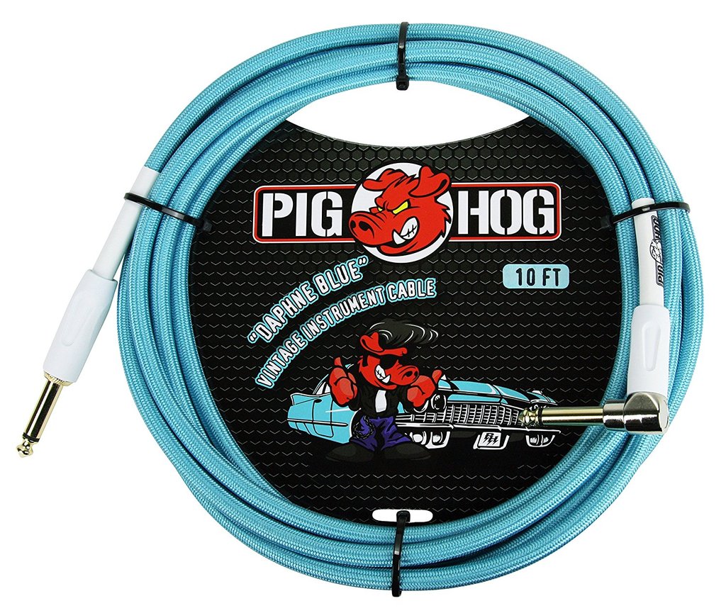 Pig Hog PCH1AGR Right-Angle 1/4 Amplifier Grill Instrument Patch Cable 1 Foot 