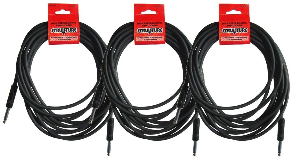 Strukture 3 Pack 18' Instrument Cable, 1/4', Thick ABS Inner Sleeve, SC186R