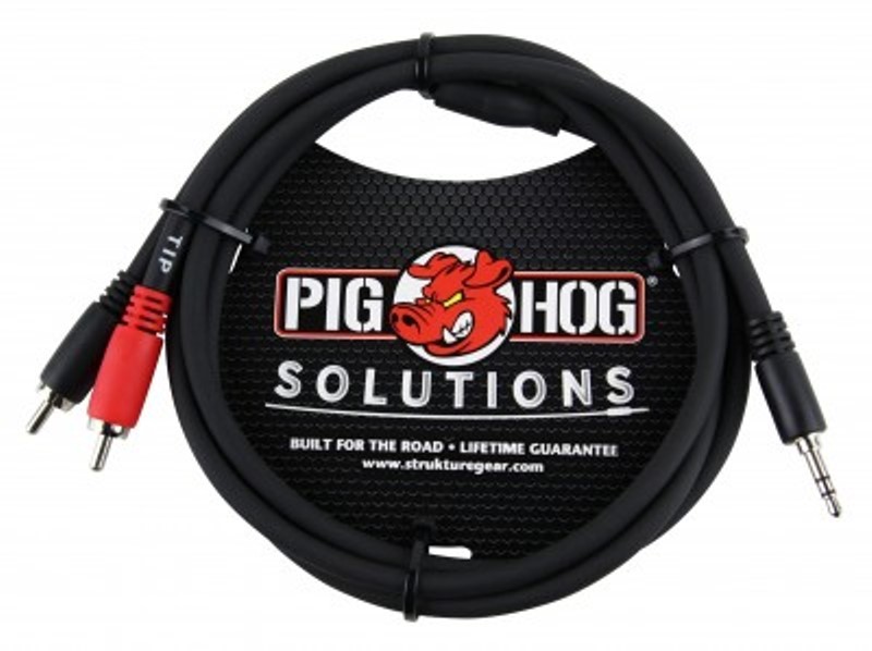 Pig Hog Solutions - 3ft Stereo Breakout Cable, 3.5mm to Dual RCA, PB-S3R03