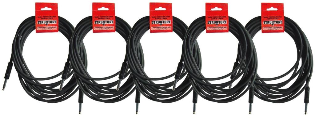 Strukture 5 Pack 18' Instrument Cable, 1/4', Thick ABS Inner Sleeve, SC186R ^5