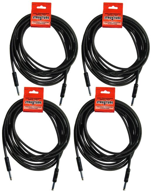 LOT OF 4 - Strukture 10' 1/4' Woven Instrument Cable, Thick ABS Sleeve, SC10W ^4