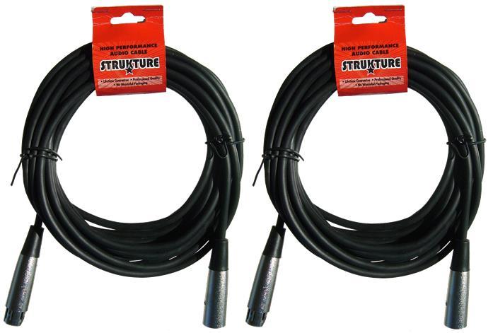 Strukture 2 Pack XLR Microphone Cable, 20 Feet, XLR Male to XLR Female