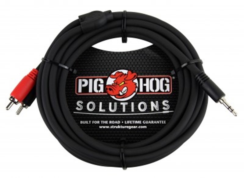 Pig Hog Solutions - 10ft Stereo Breakout Cable, 3.5mm to Dual RCA, PB-S3R10