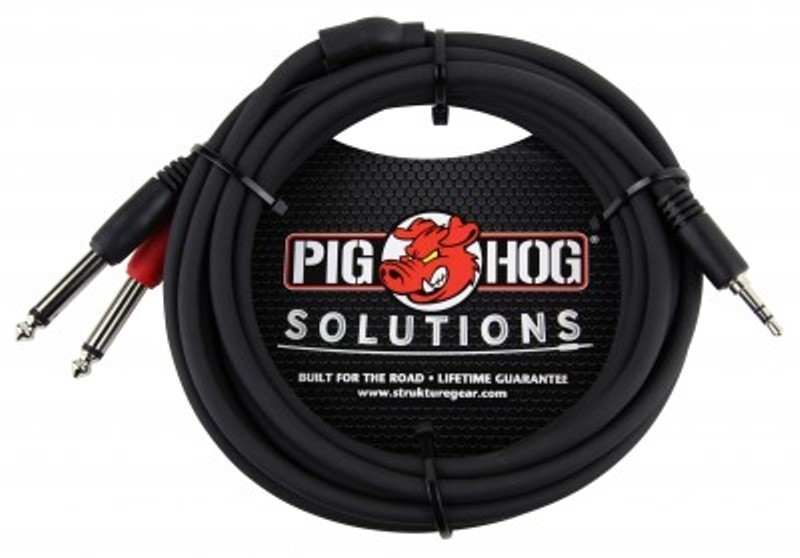 Pig Hog Solutions - 10ft Stereo Breakout Cable, 3.5mm to Dual 1/4, PB-S3410