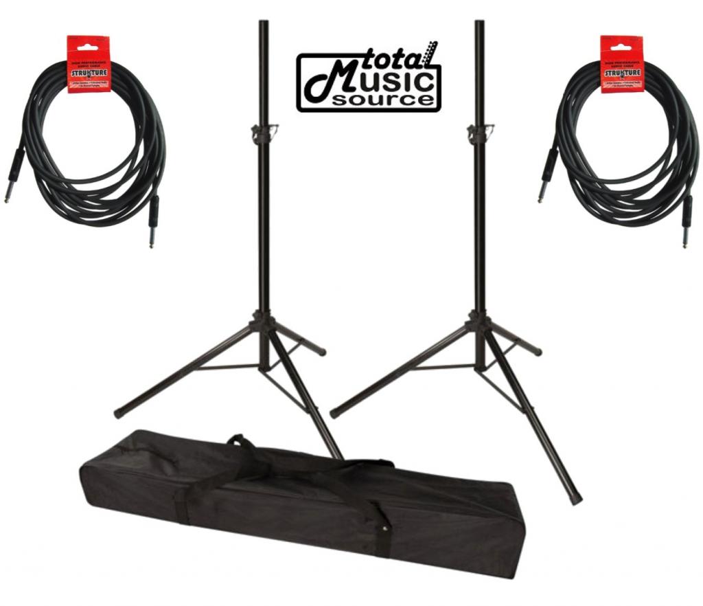 Strukture Promo Speaker Stand - 2 Heavy Duty Steel Stands w/ Nylon Carry & Cables