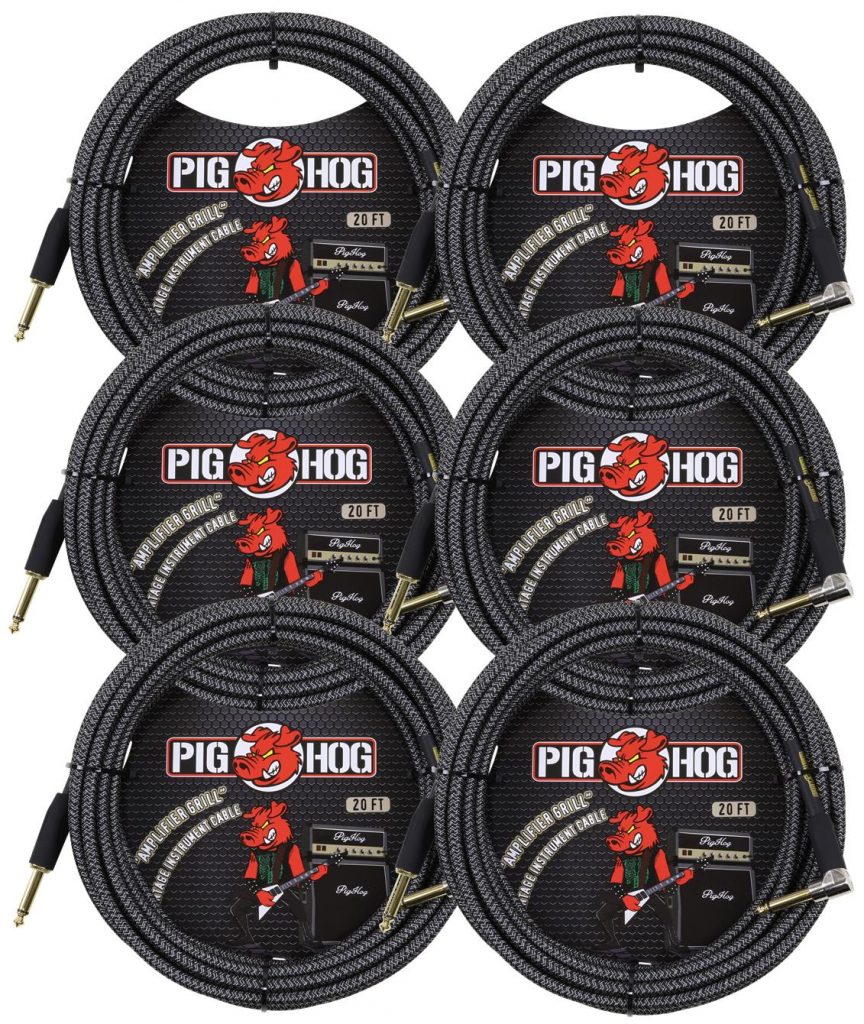 6 Pack Pig Hog Instrument Cable 