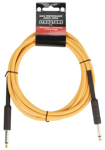 18.6 ft Hi-Viz Neon Orange Woven Guitar Instrument Cable Patch Cord 1/4