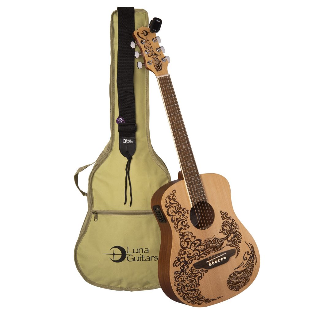 Luna Safari Henna Paradise Acoustic-electric Travel Guitar Pack - Natural, SAF HEN PA PACK
