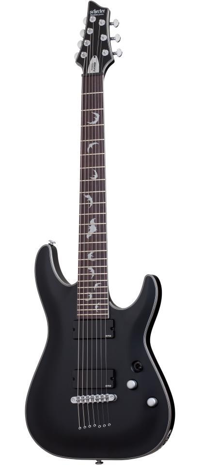 Schecter Damien Platinum 7 String Electric Guitar, Satin Black, 1185