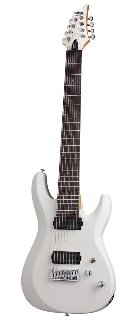 Schecter C-8 DELUXE Satin White 8-String Solid-Body Electric Guitar, Satin White, 441