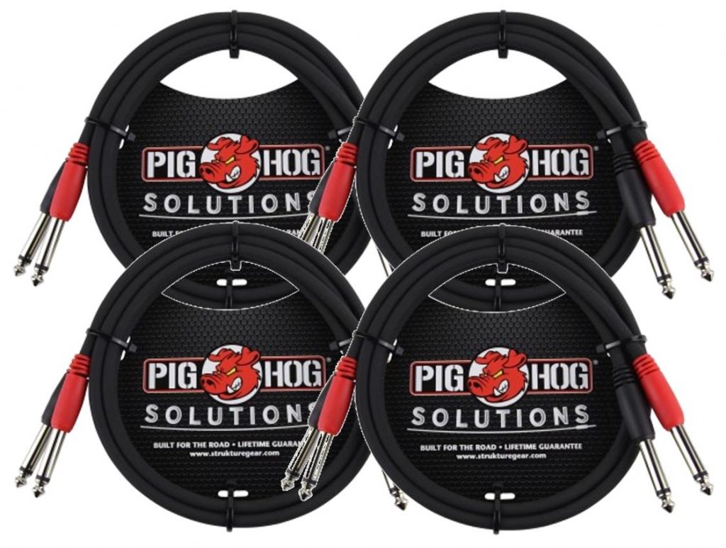 4 Pack Pig Hog Solutions - 3ft 1/4'-1/4' Dual Cable, PD-21403-4