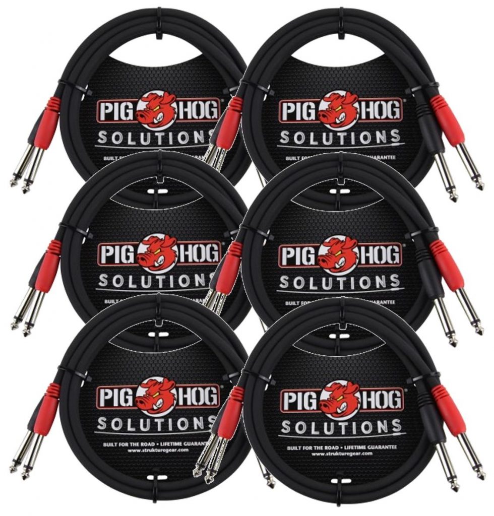 6 Pack Pig Hog Solutions - 3ft 1/4'-1/4' Dual Cable, PD-21403-6