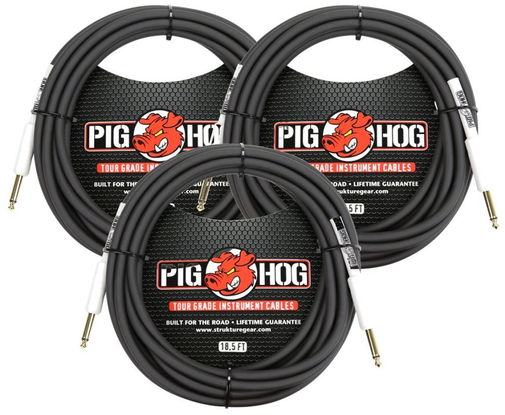 3 Pack Pig Hog 8mm Tour Grade Instrument Cable 18.6 FT, PH186-3
