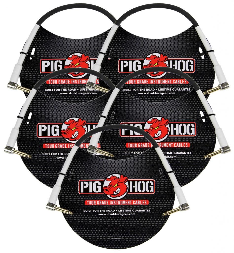 5 Pack PigHog 12' Pedal Jumper Instrument Cable, PH1RR-5