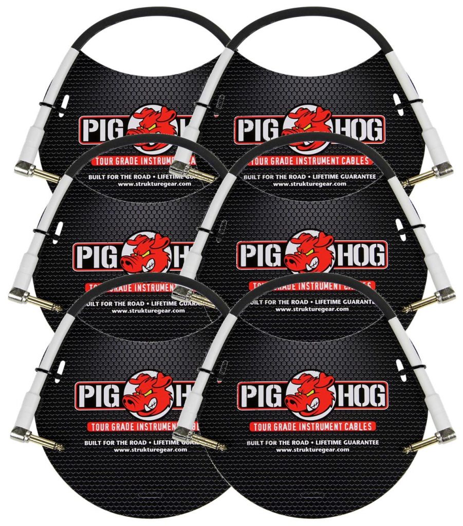 6 Pack PigHog 12' Pedal Jumper Instrument Cable, PH1RR-6