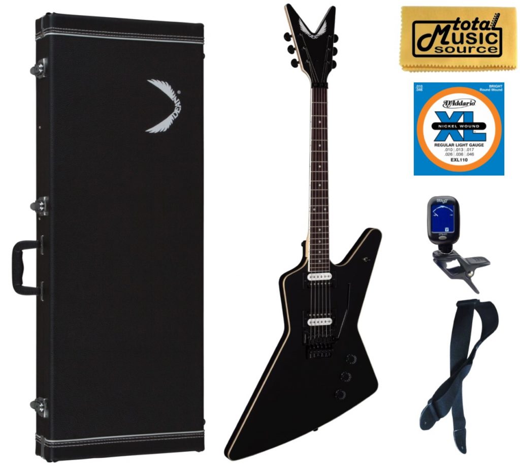 Dean Guitars 6 String ZX Floyd Electric Guitar, Black Satin, Hard Case Bundle
