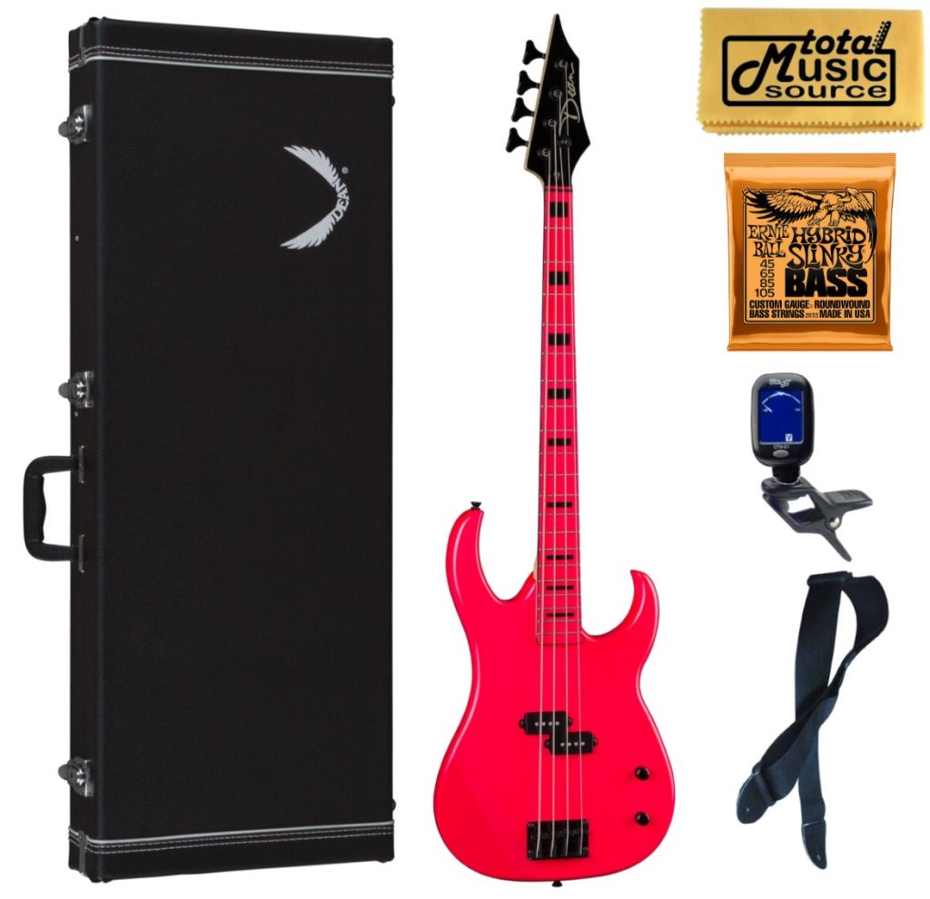 Dean Custom Zone Bass Florescent Pink, CZONE BASS FLP, Hard Case Bundle
