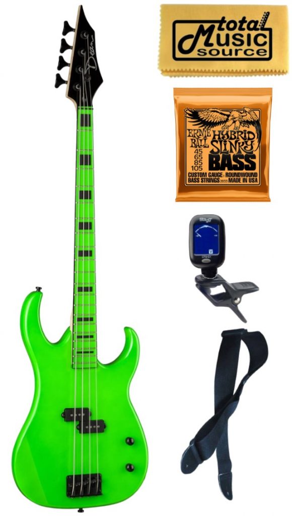 Dean Custom Zone Bass, Nuclear Green, CZONE BASS NG, Bundle