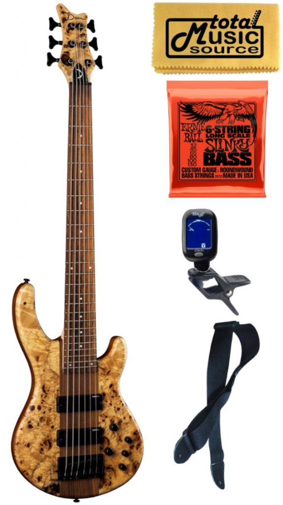Dean Edge Select 6-String Bass, Burled Poplar, E6 SEL BRL, Bundle