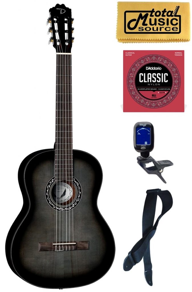 Dean EC BKB Espana Classical Nylon Full Size Guitar, Black Burst, Bundle