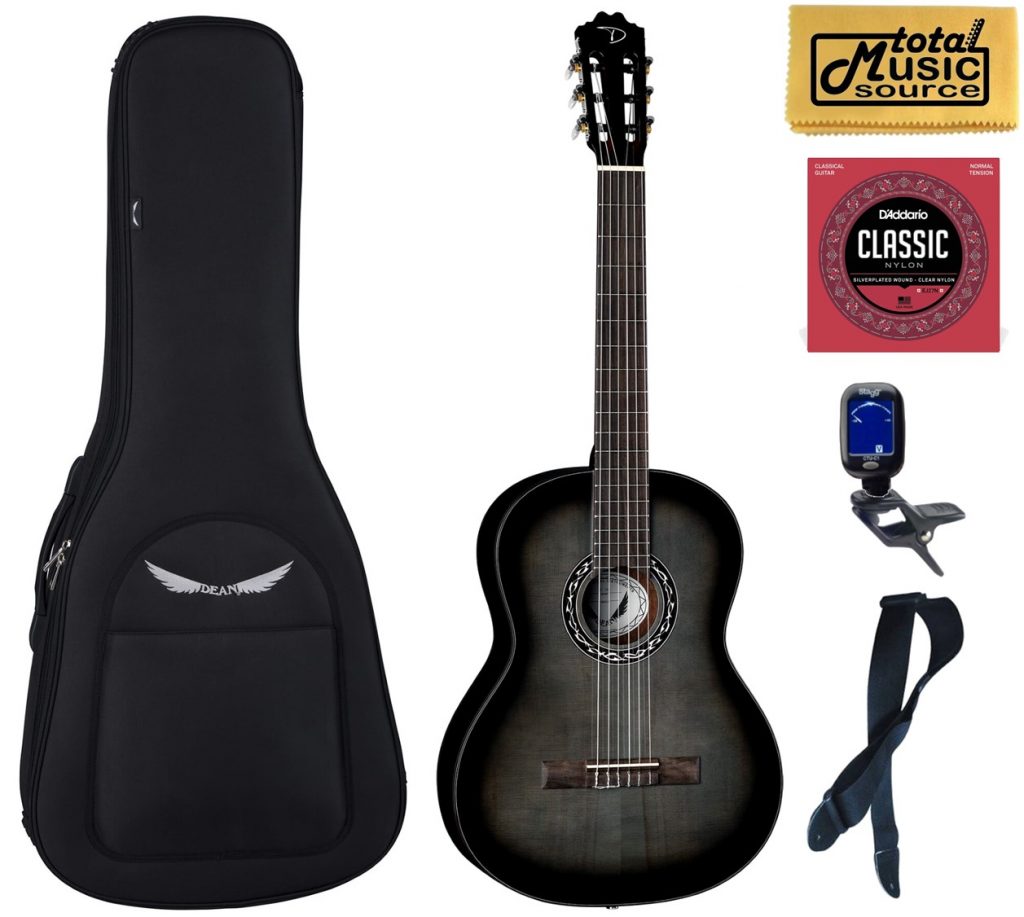 Dean EC BKB Espana Classical Nylon Full Size Guitar, Black Burst, Bag Bundle