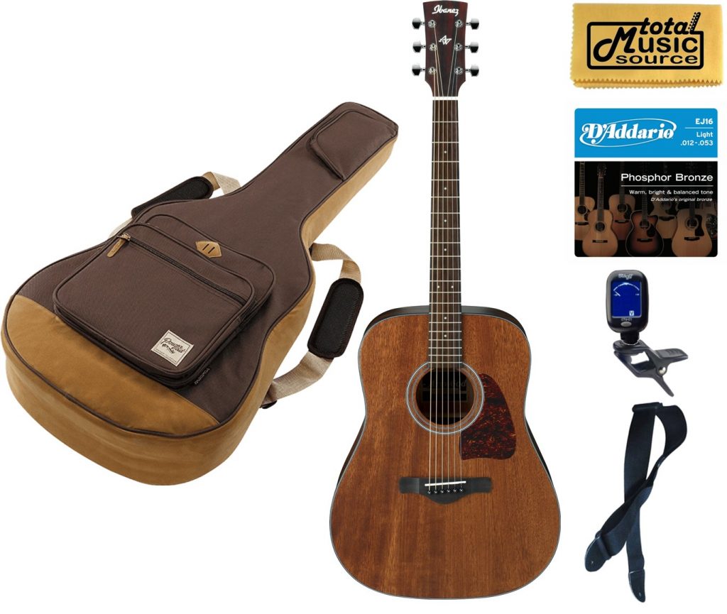 Ibanez AW54OPN Artwood Dreadnought Acoustic Guitar - Brown Bag Bundle