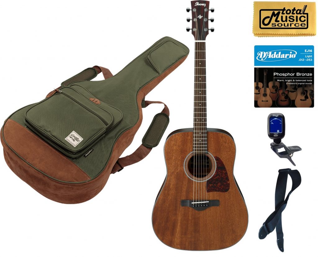 Ibanez AW54OPN Artwood Dreadnought Acoustic Guitar - Moss Green Bag Bundle