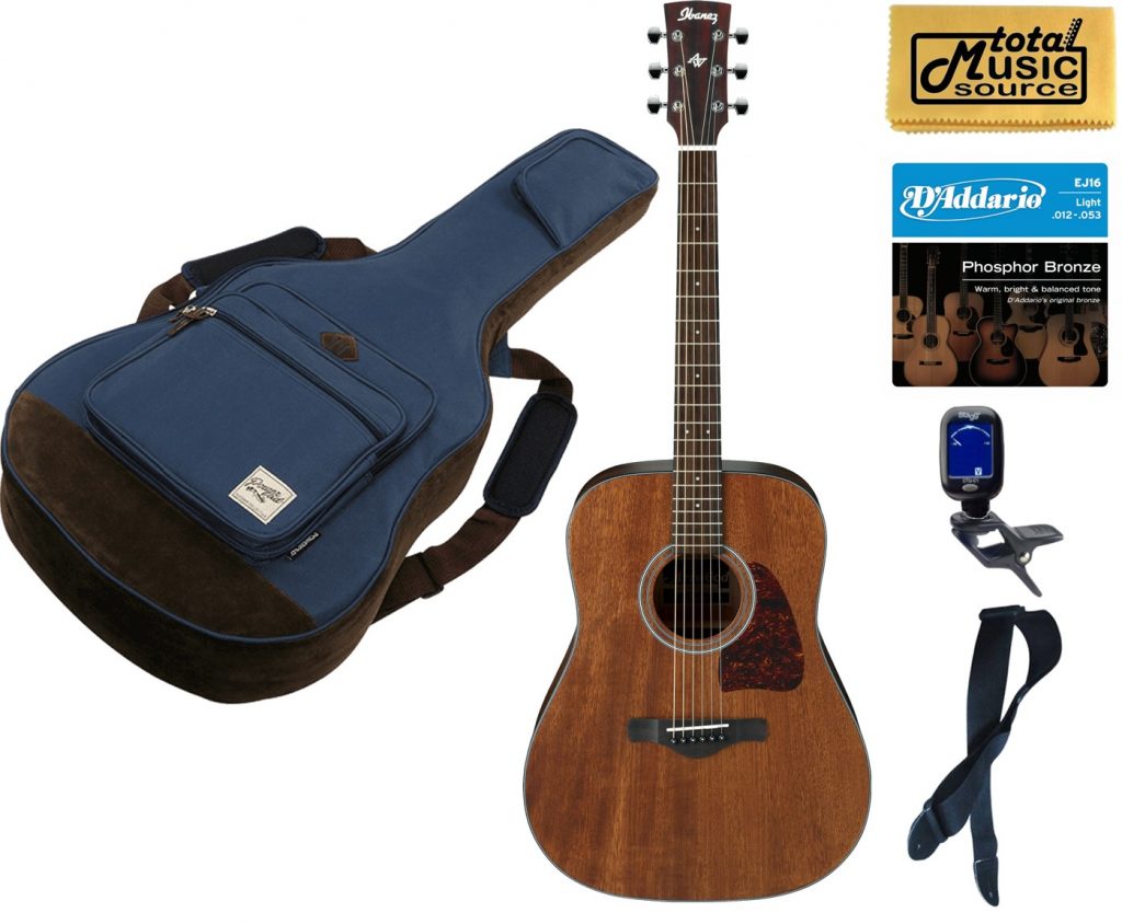 Ibanez AW54OPN Artwood Dreadnought Acoustic Guitar - Navy Blue Bag Bundle