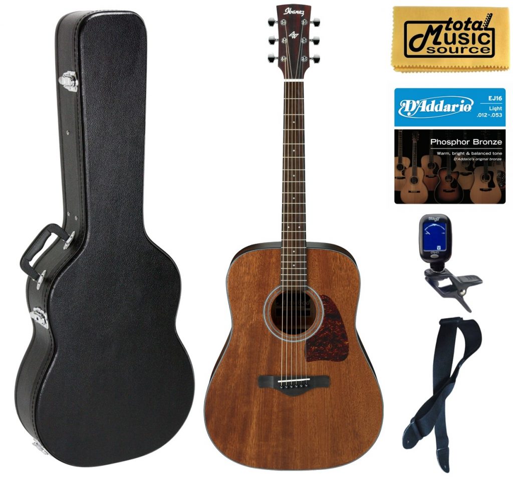 Ibanez AW54OPN Artwood Dreadnought Acoustic Guitar - Hard Case Bundle