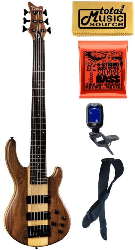 Dean Edge Select Pro 6-String Bass, Walnut Satin Natural, Bundle