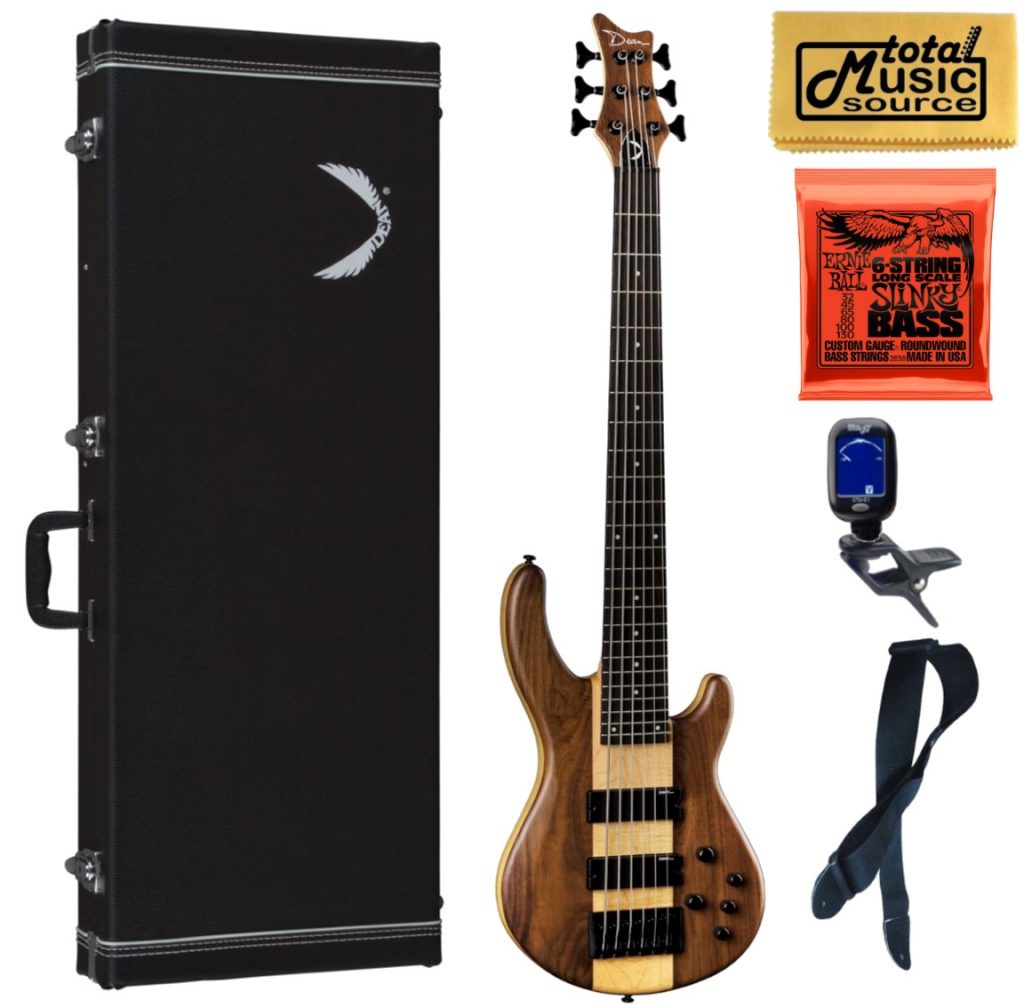Dean Edge Select Pro 6-String Bass, Walnut Satin Natural, Hard Case Bundle