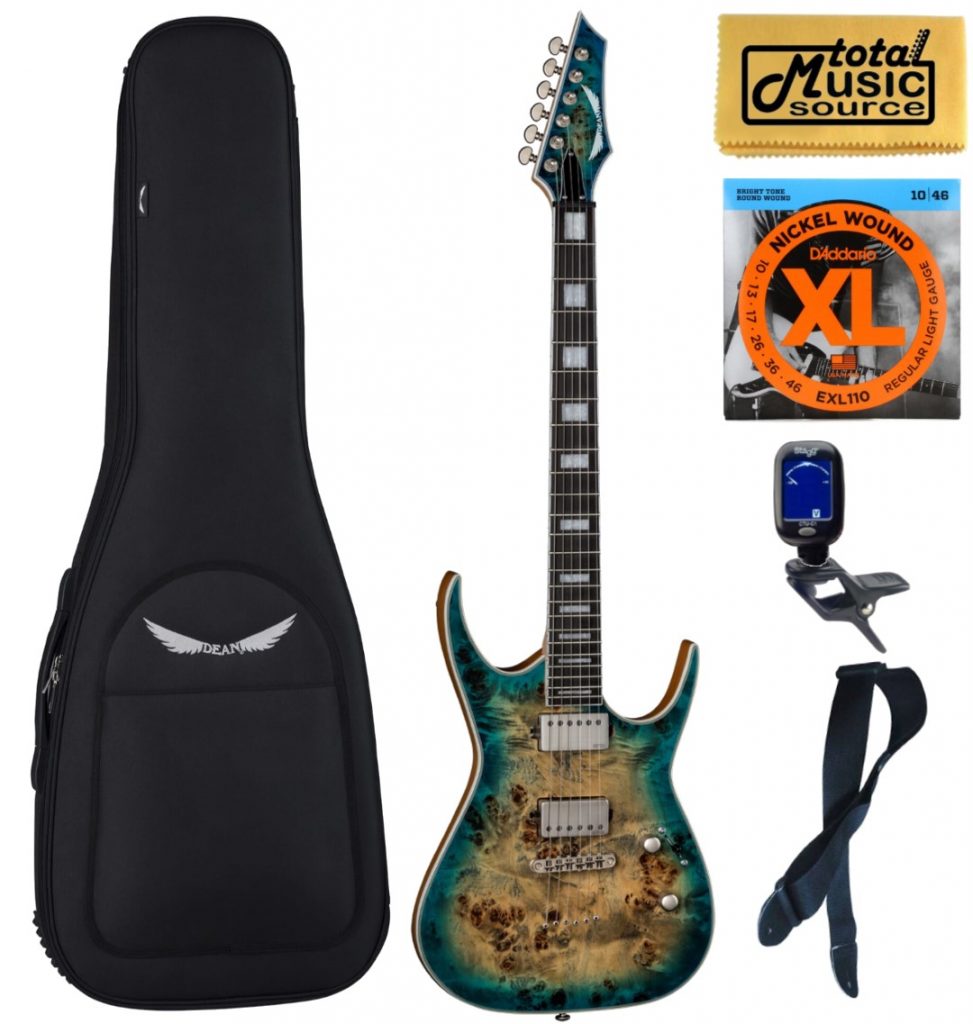 Dean Exile Select 6 String Guitar, Satin Turquoise Burst, Bag Bundle