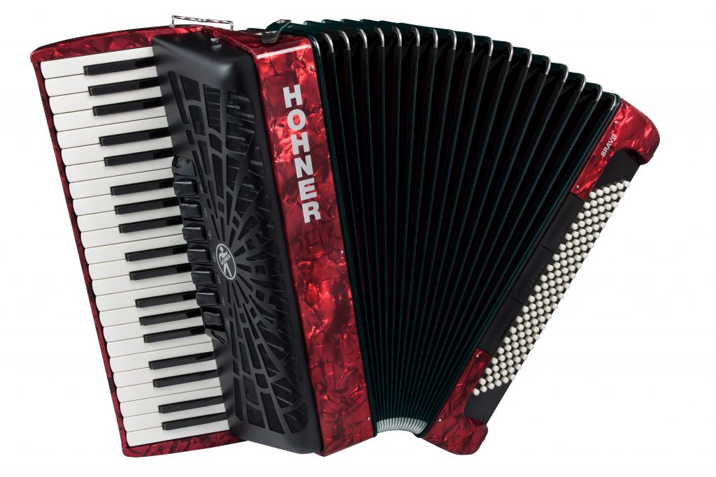 Hohner Bravo III 120 Chromatic Piano Key Accordion - Pearl Red, BR120RED
