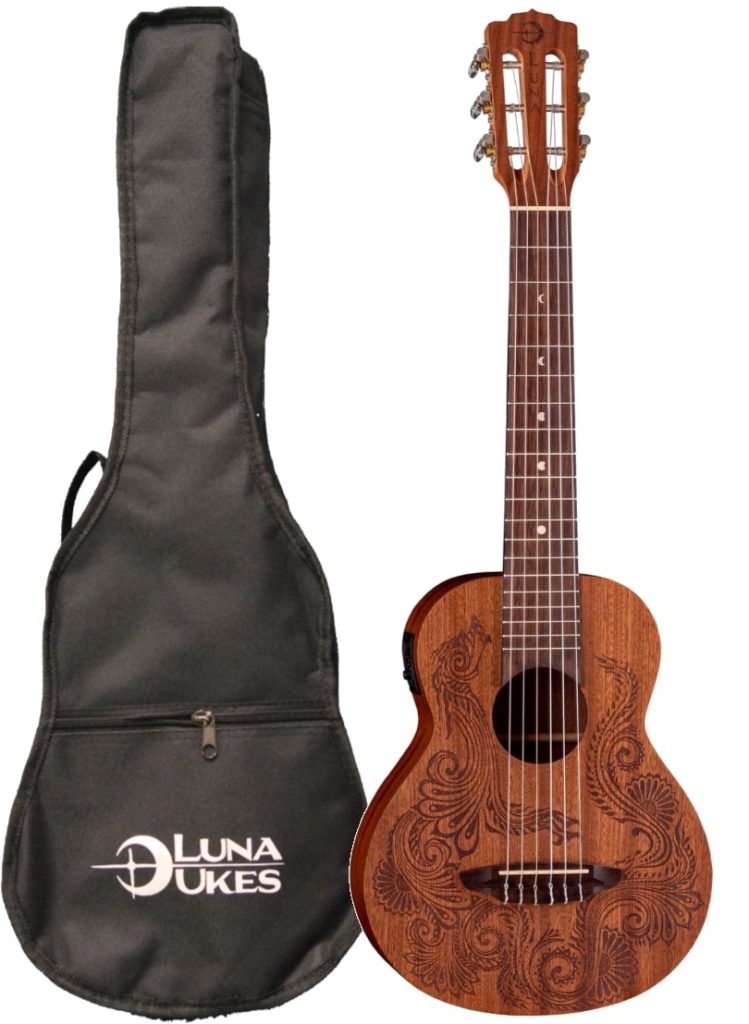 Luna Guitars Henna Dragon Guitarlele w/Preamp & Gigbag, UKE HEN DRA MAH 6