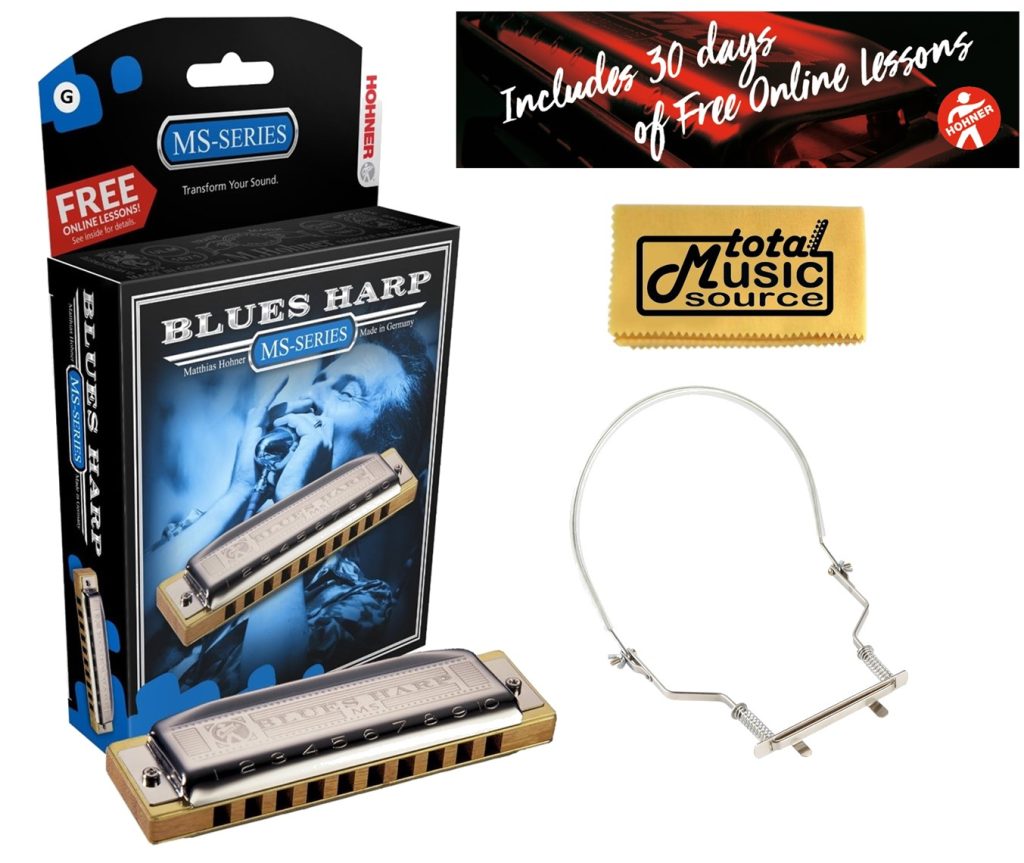 Hohner Blues Harp Harmonica - Key of G, Holder Bundle, 532BX-G