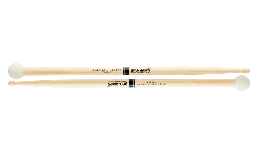 Promark Hickory TXSD5W Light Multi Percussion Stick, Wood tip, Felt Butt