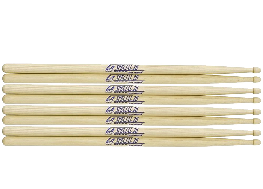 4 PACK Promark LA Special 2B Wood Tip Drumstick, LA2BW-4