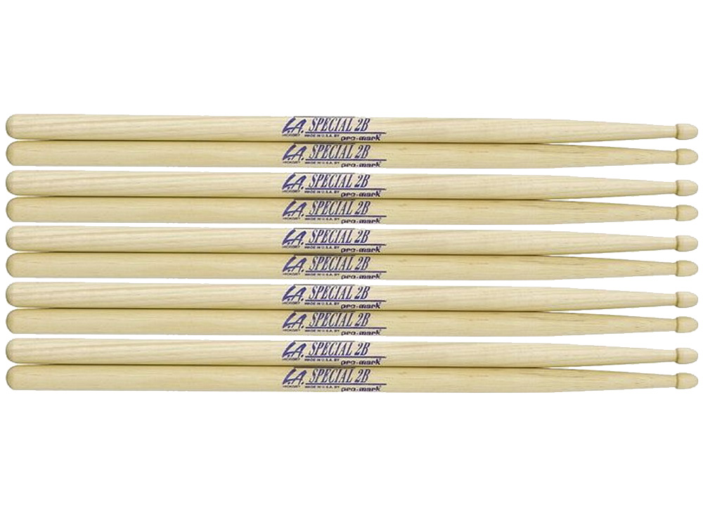 5 PACK Promark LA Special 2B Wood Tip Drumstick, LA2BW-5