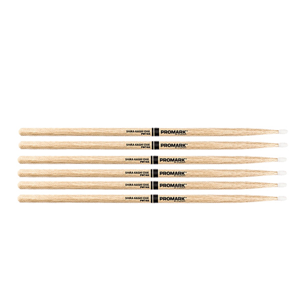 3 PACK Promark PW7AN Japanese Shira Kashi White Oak 7A Nylon tip drumsticks PW7AN-3