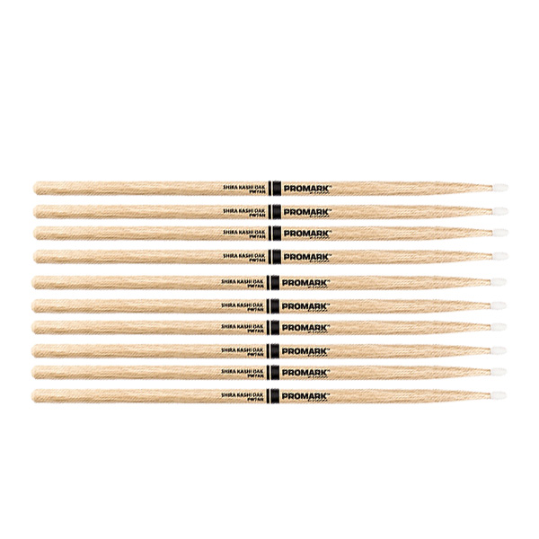 5 PACK Promark PW7AN Japanese Shira Kashi White Oak 7A Nylon tip drumsticks PW7AN-5