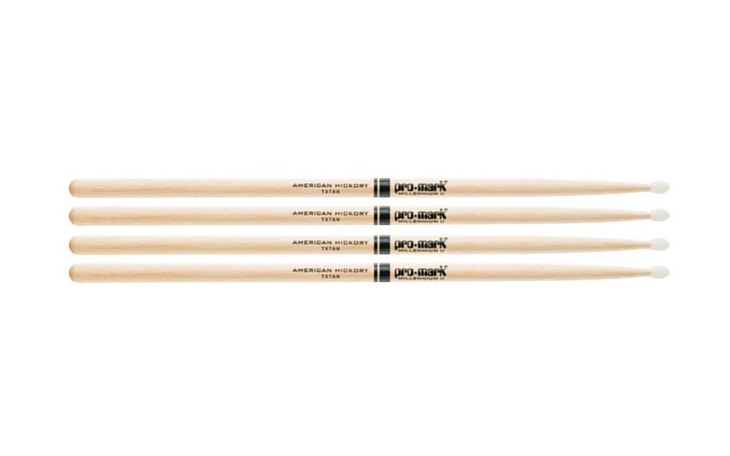 2 PACK Pro-Mark Hickory Nylon Tip Premium Drum Sticks - 7A Light, TX7AN-2
